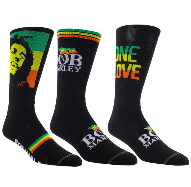 Perri's Socks Bob Marley Chaussettes Ensemble de 3 Noir en Métal à Motif de Guitare 7-12