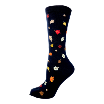 Key Socks Key Women's 6210 Design Leaves and Acorn 6-10 Cotton Socks