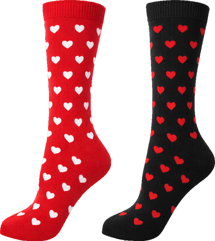 Key Socks Key Women's 6212 Design Hearts Red 6-10 Cotton Socks