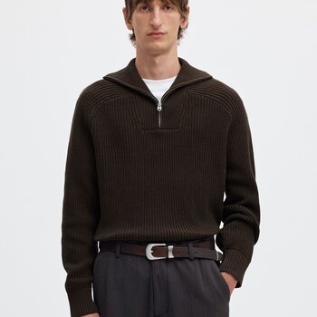 SELECTED Selected Hommes Chandail Demi-Zip en Maille 16102737