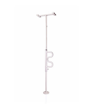Stander Stander Security Pole / Curved Grab Bar 3-1/4 X 12-1/2 X 54 Inch White Zinc Plated Steel