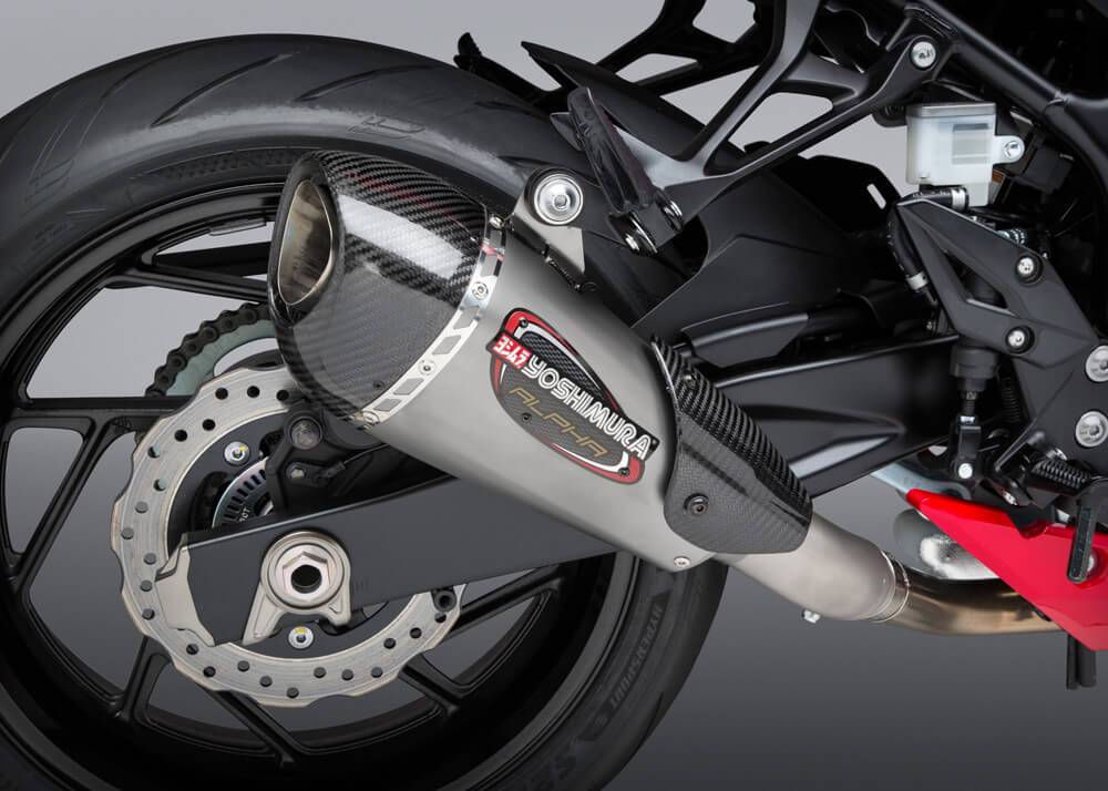 Yoshimura Yoshimura Street Exhaust Systems; Alpha T; Slip-On; Stainless Steel with Carbon Fiber End Cap