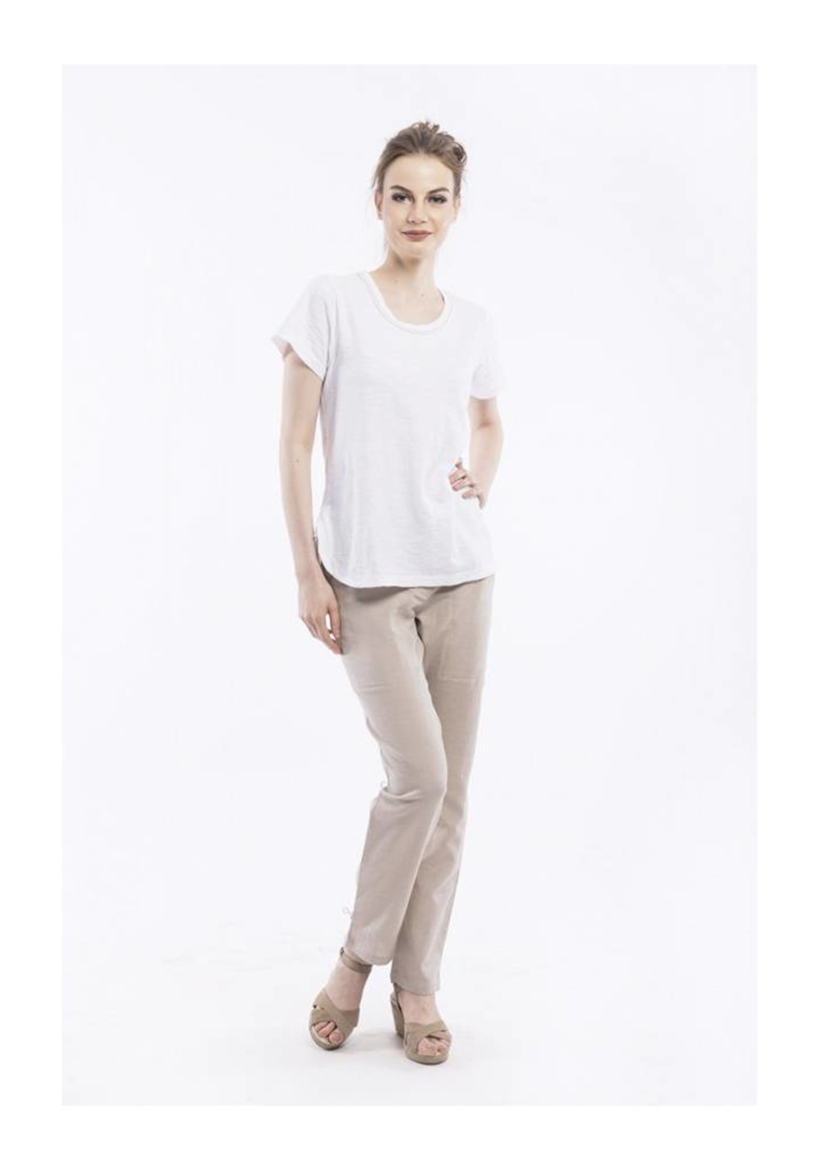 Orientique Women's Linen Capri Pants in White - Fe's Fashion & Decor