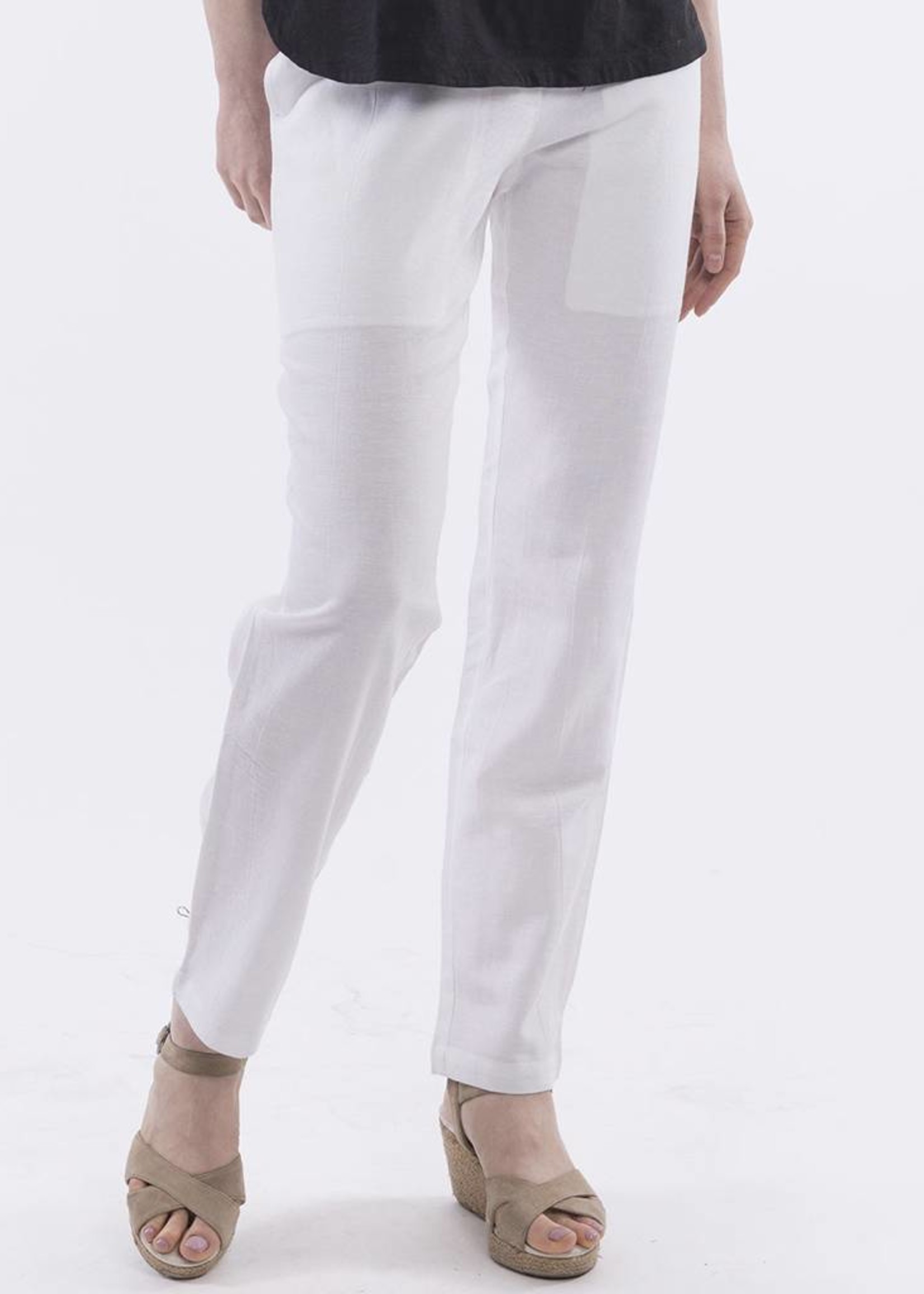 Orientique Women's Linen Capri Pants in White - Fe's Fashion & Decor