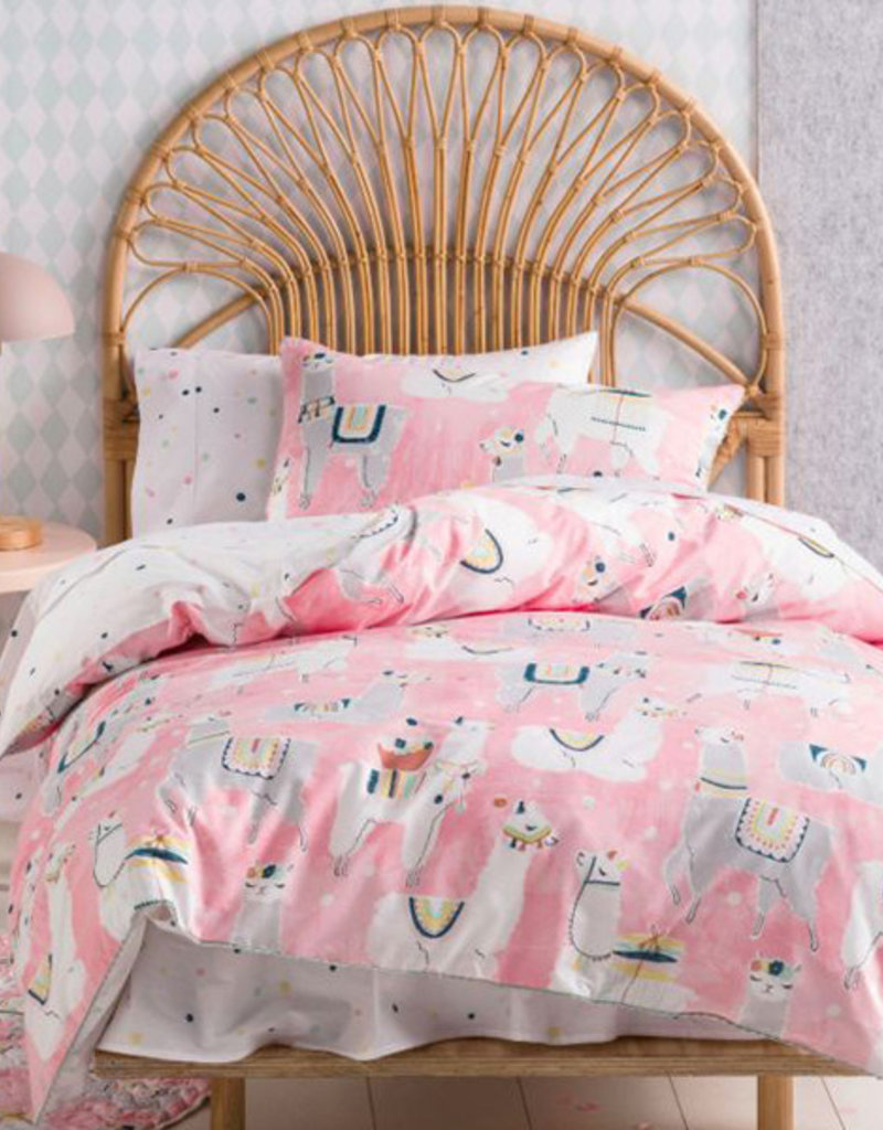 Linen House Hiccups SB S/Set Llama Party Pink Fe's Fashion and Decor
