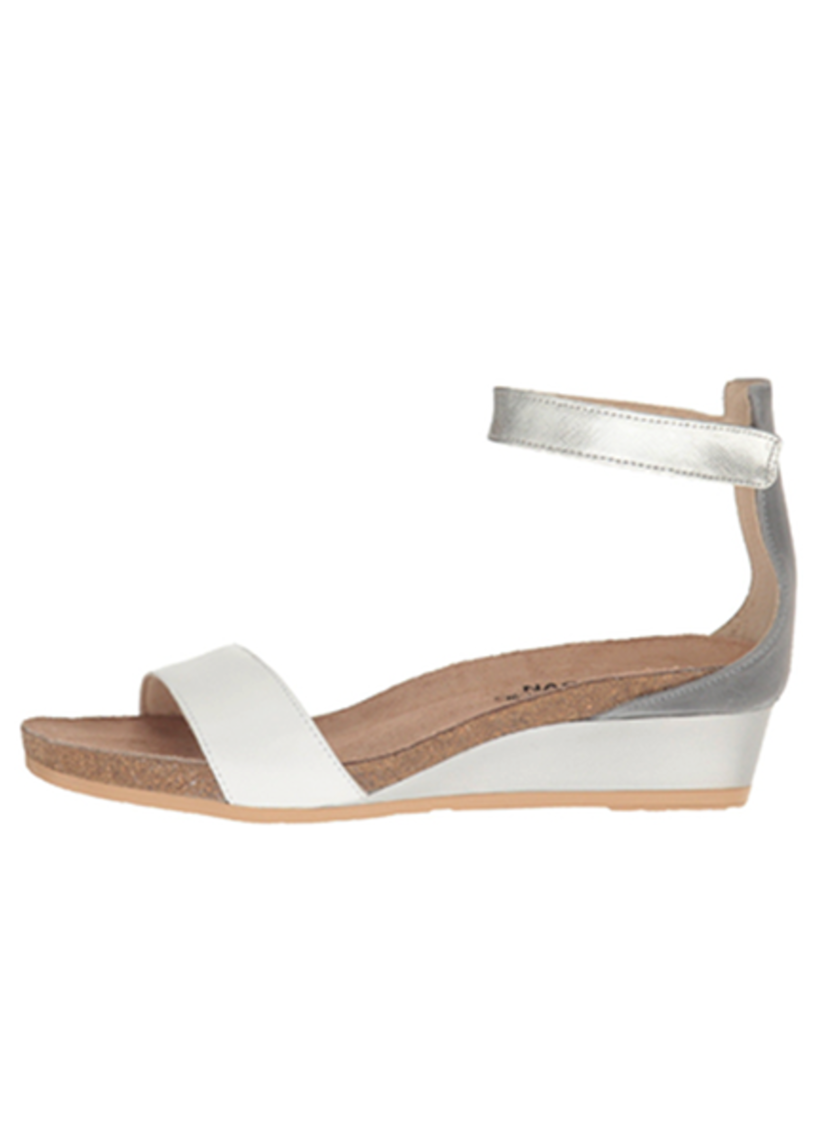 Naot Pixie Wedge Sandal - White Silver Combo - Fe's Fashion & Decor