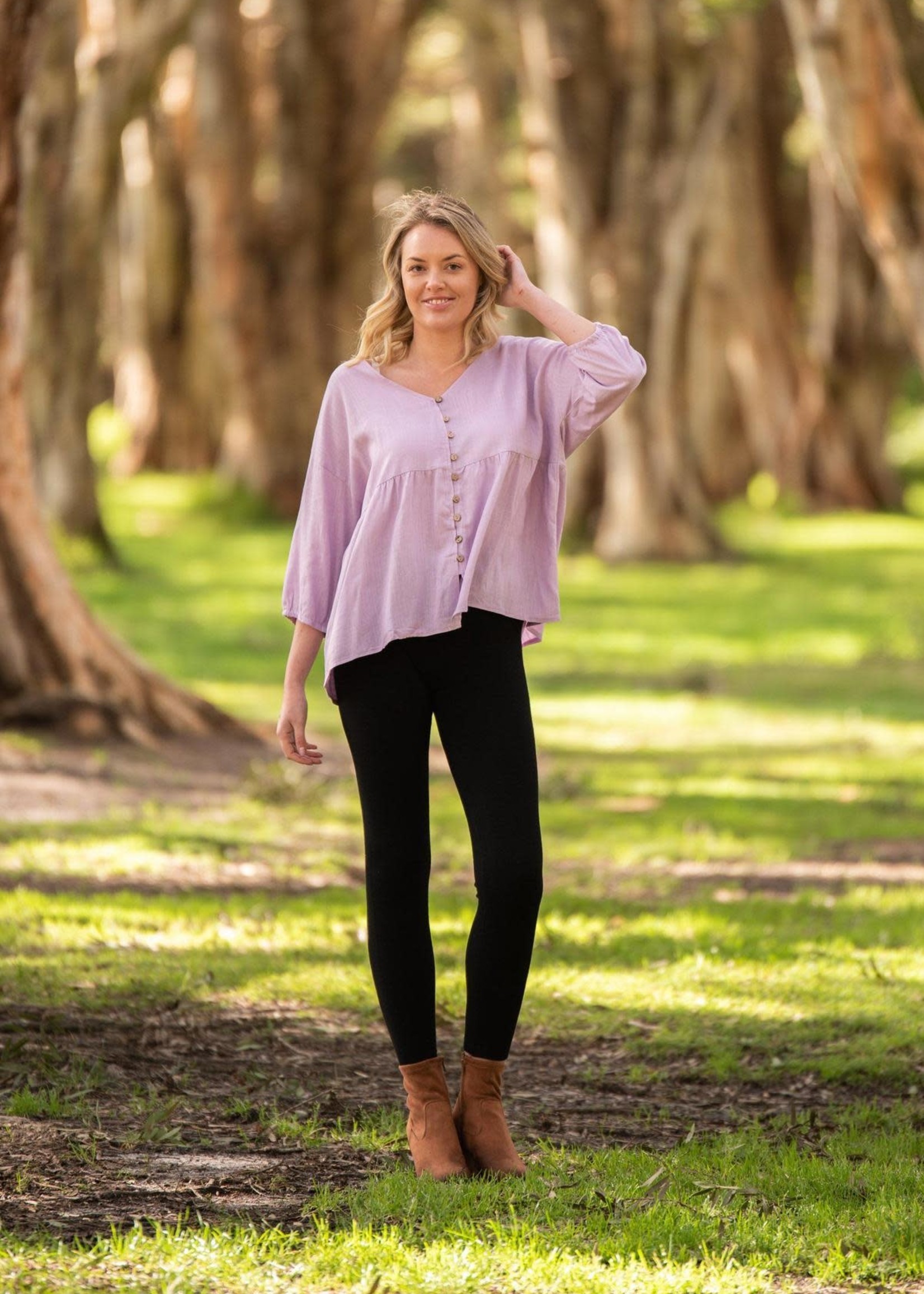 Boho Australia Cheryl Oversized Top in Lilac