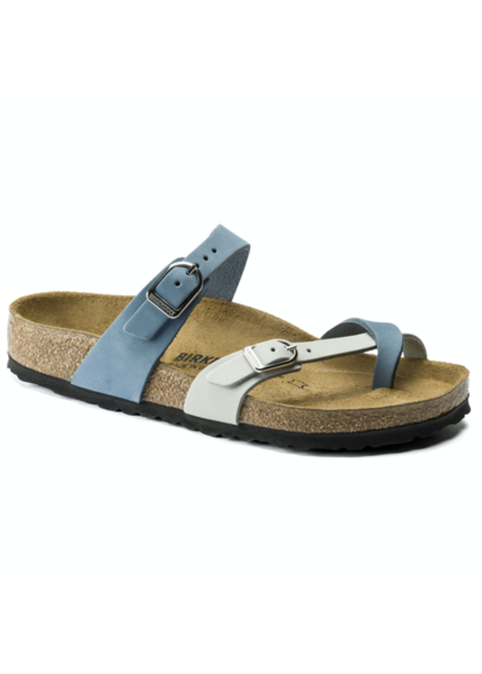 Birkenstock Mayari - Natural Leather in Dove Blue Mineral   (Classic Footbed - Suede Lined)