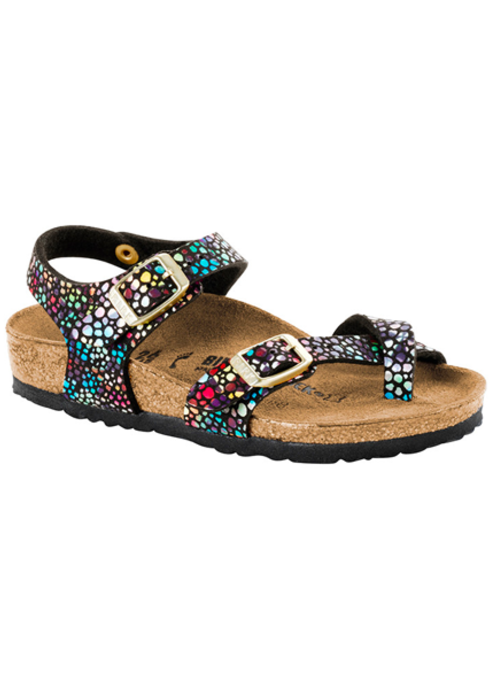 Birkenstock Taormina Kids - Birko-Flor Nubuck in Oriental Mosaic Black Multi (Classic Footbed - Suede Lined)