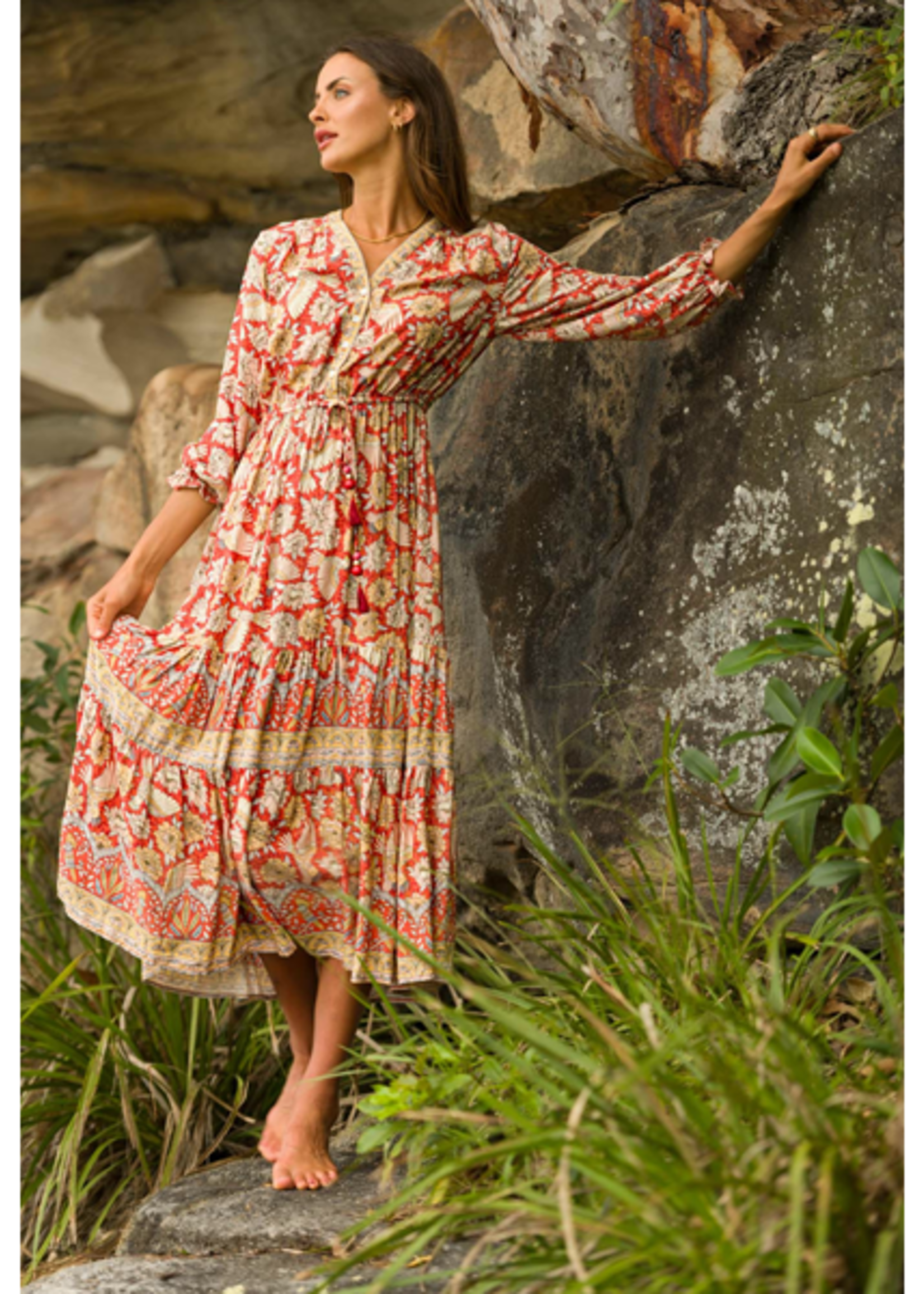 Aria Soul Rayon Maxi Dress in Cinnamon 