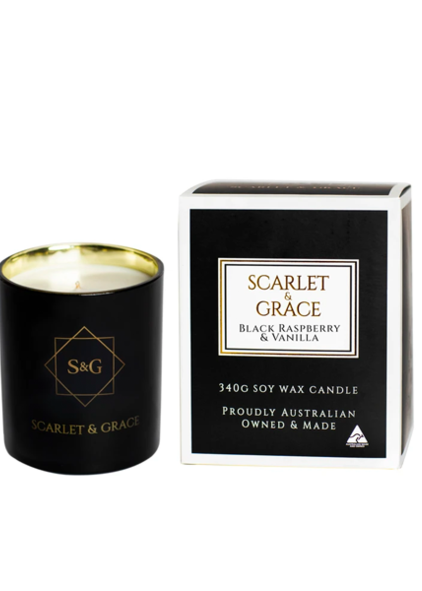 Scarlet & Grace 340g Soy Wax Candle - Black Raspberry & Vanilla