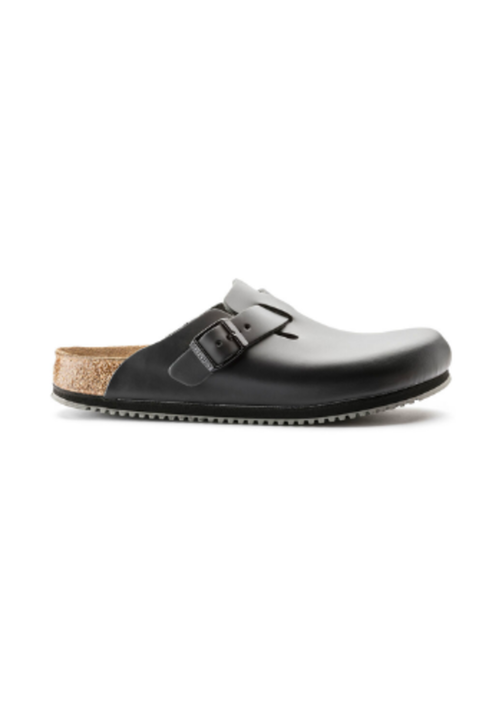 Birkenstock Boston - Supergrip Smooth Leather in Black (Classic Footbed - Supergrip Sole)
