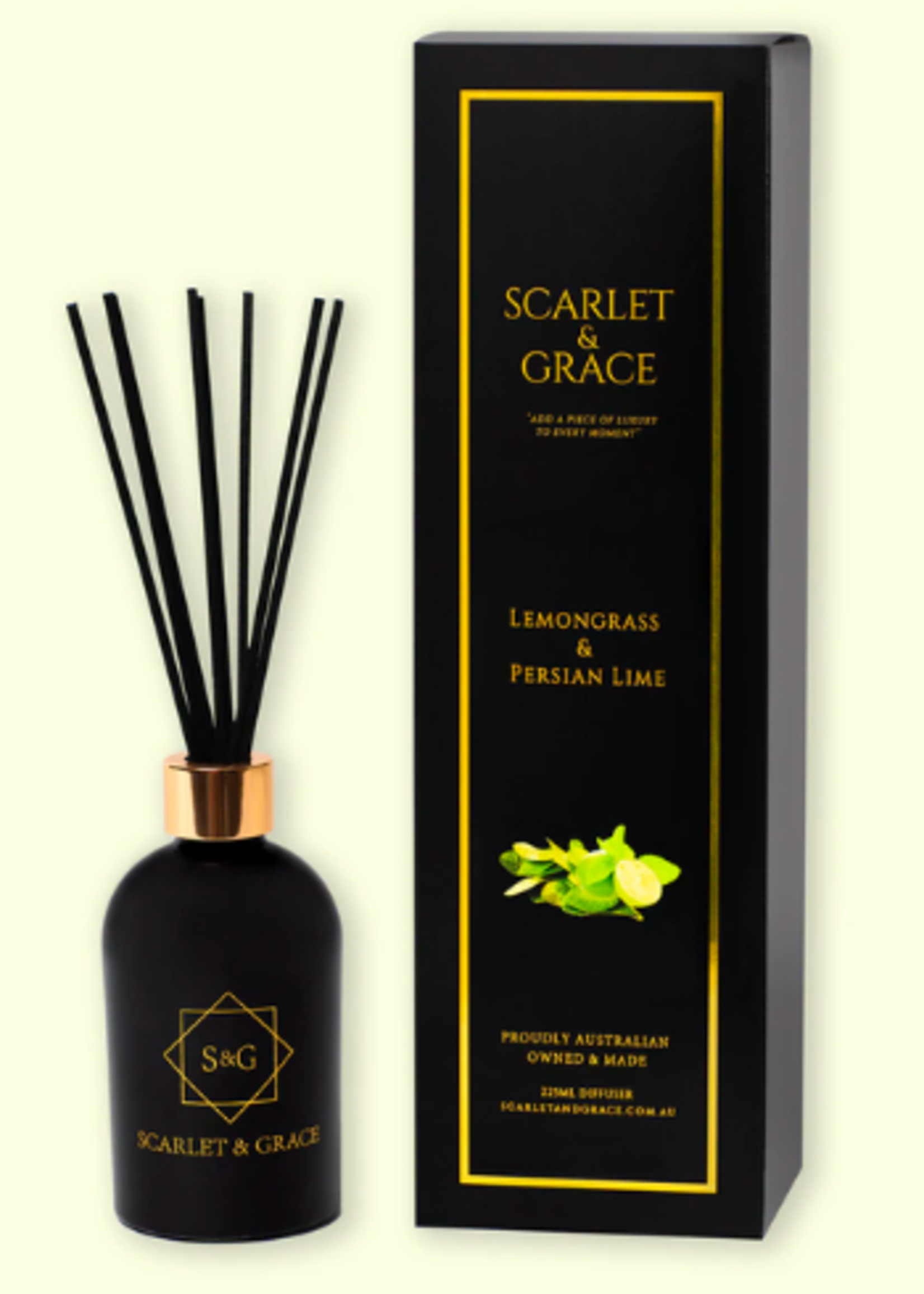 Scarlet & Grace 225ml Diffuser - Lemongrass & Persian Lime