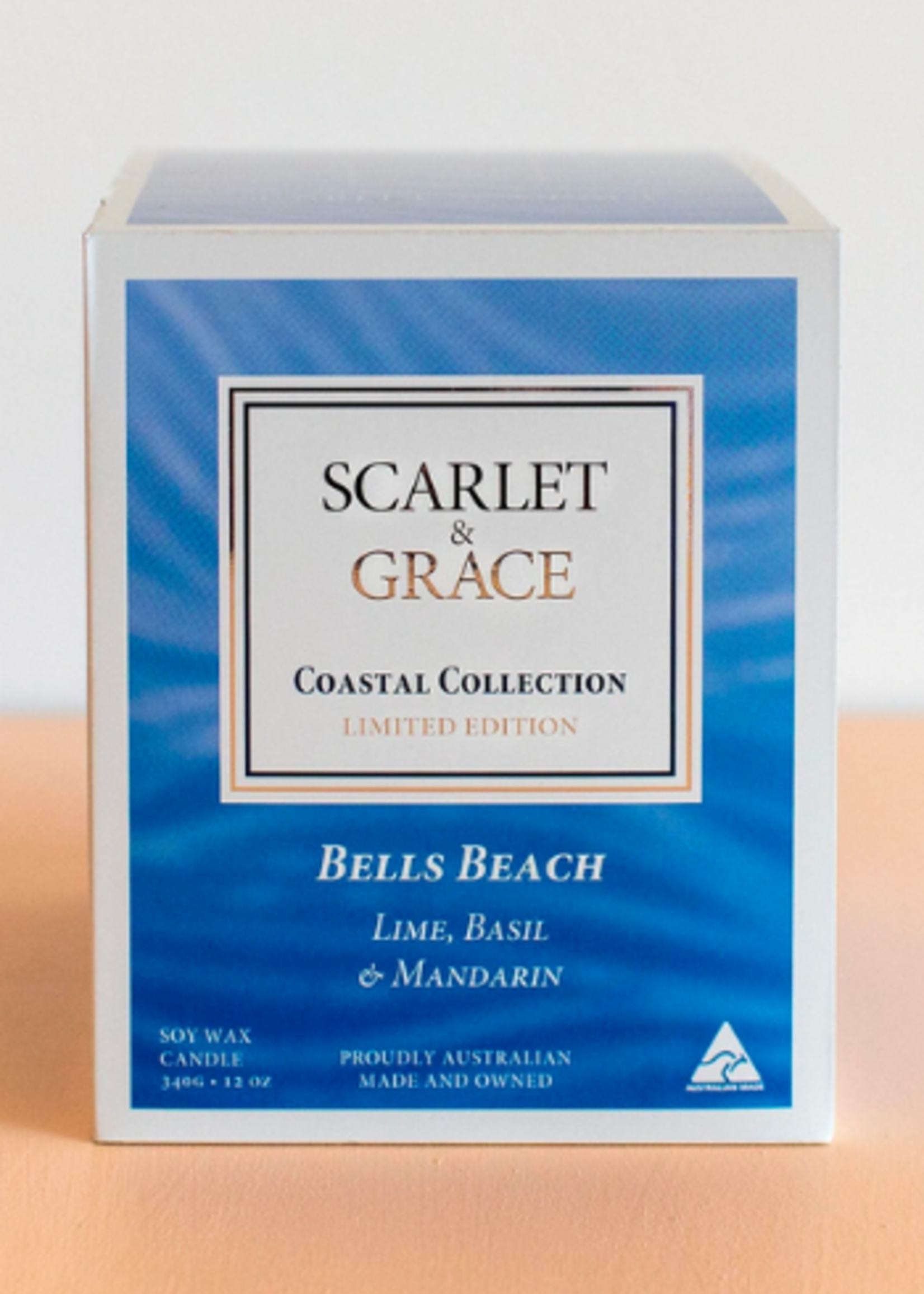 Scarlet & Grace 340g Soy Wax Candle - Bells Beach, Lime Basil & Mandarin