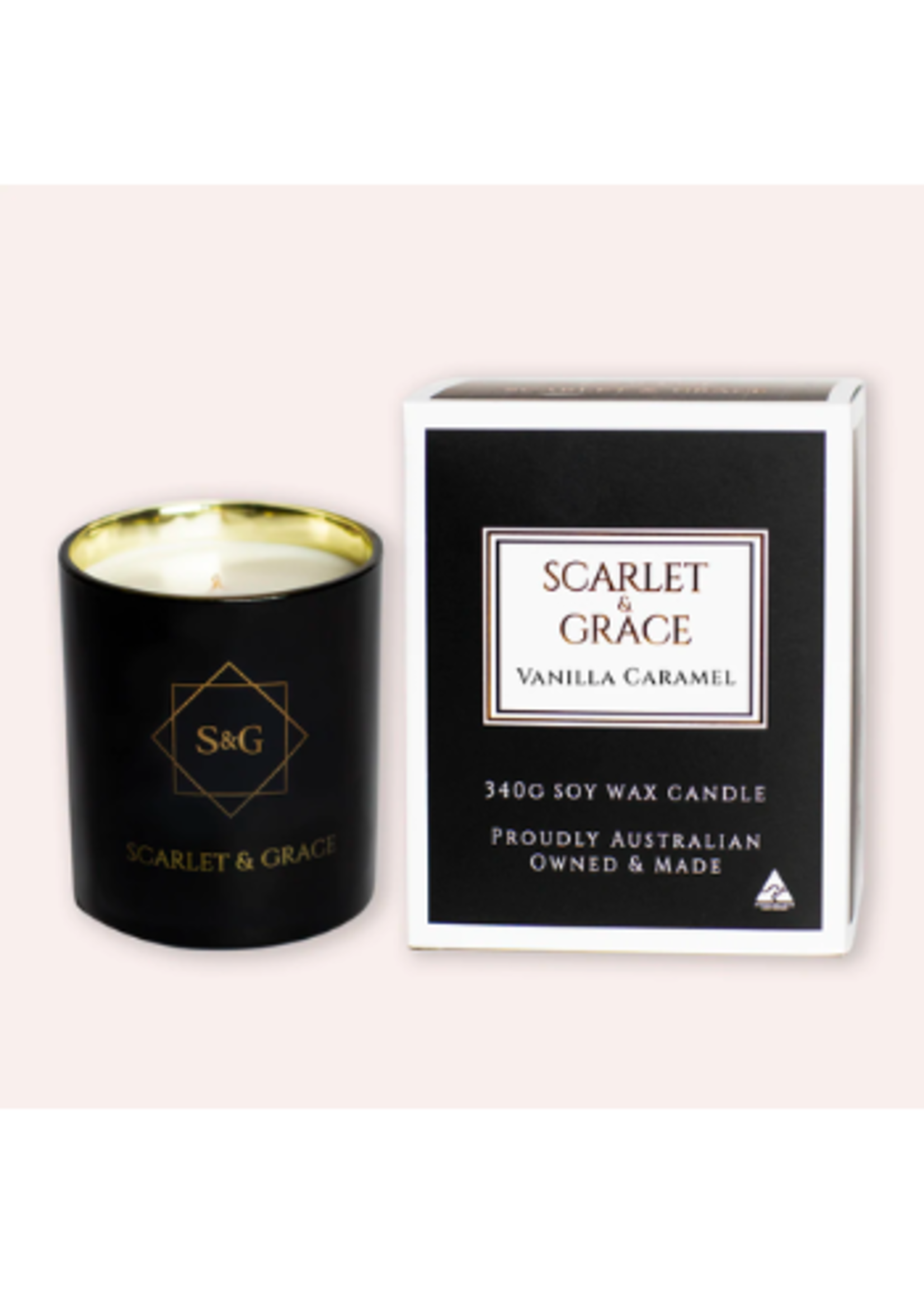 Scarlet & Grace 340g Soy Wax Candle - Vanilla Caramel