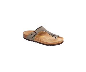 Birkenstock Gizeh Birkibuc in Stone Classic Footbed Suede Lined