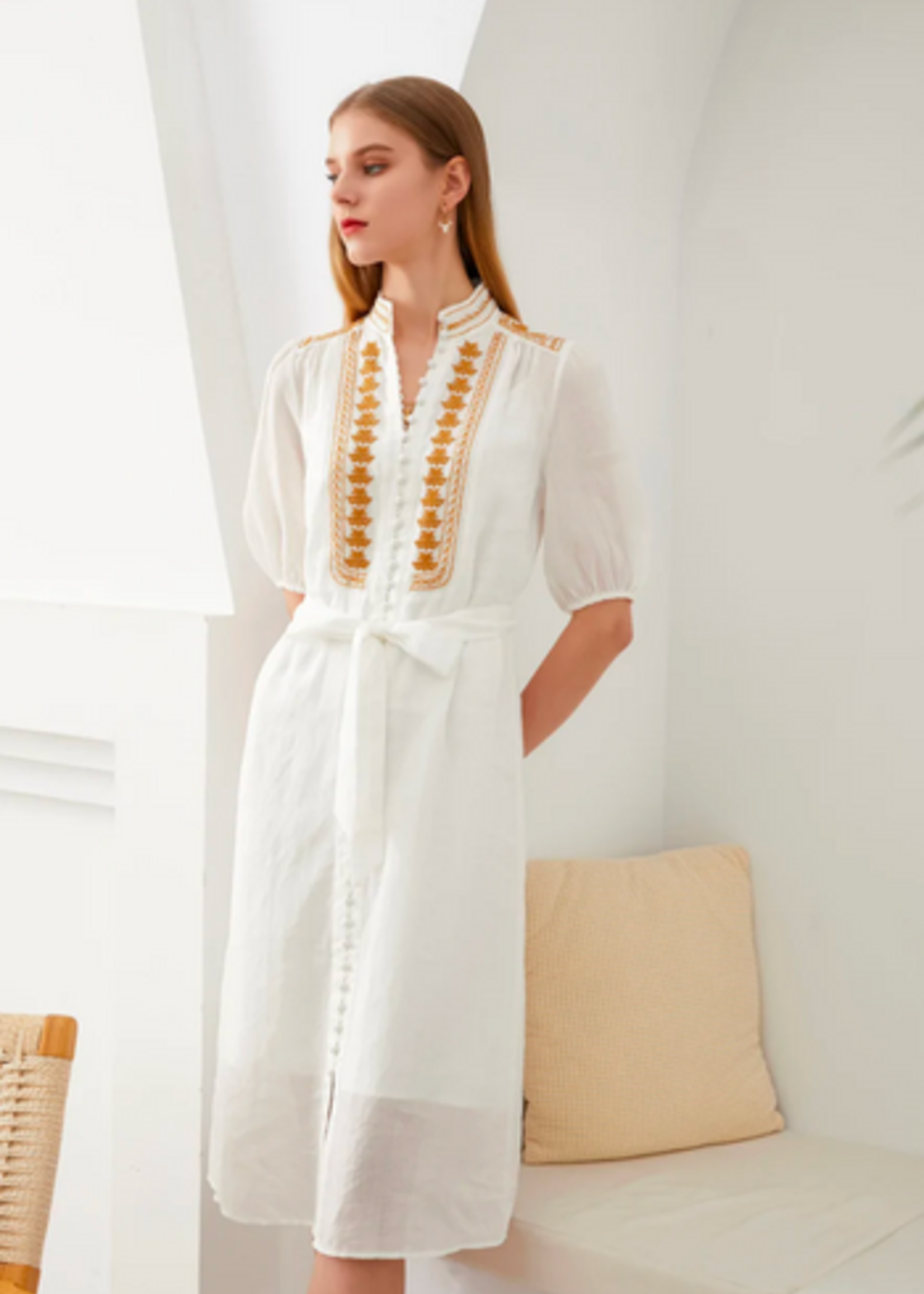 GDS (Global Designer Solutions) GDS Pierre Embroidered Dress in White