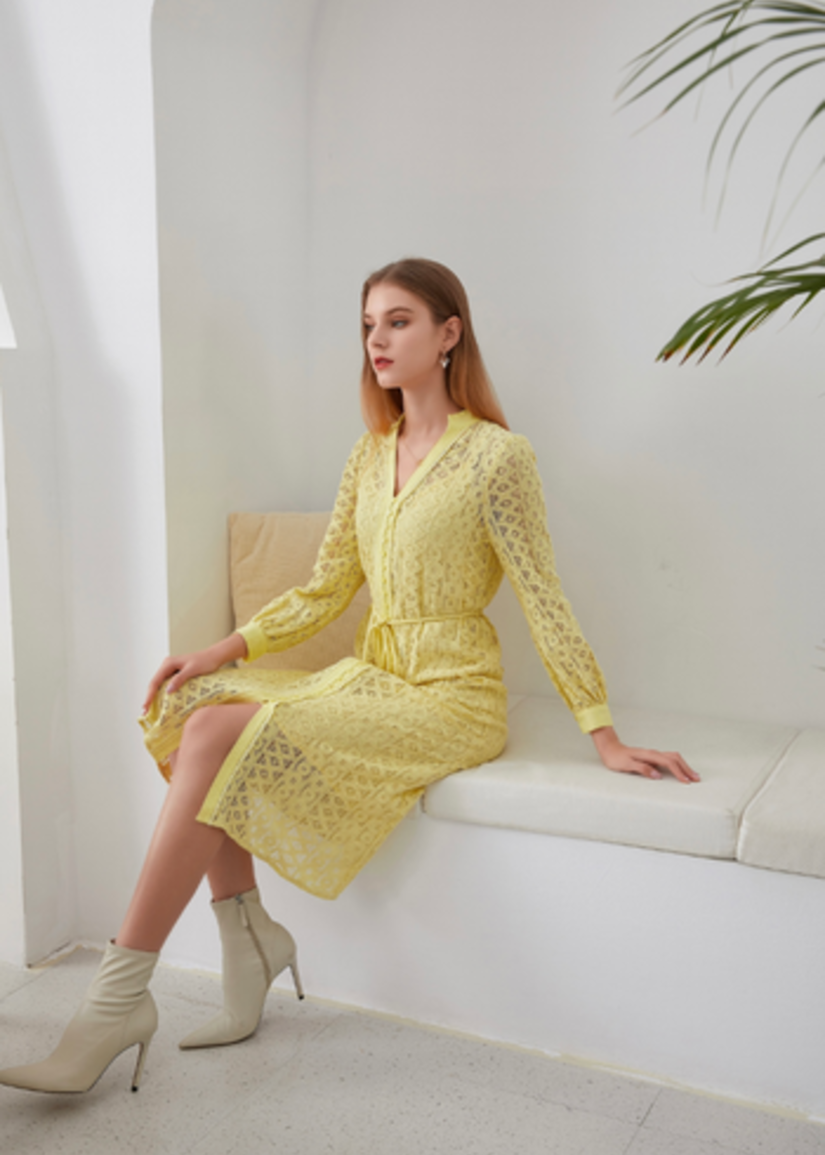 GDS (Global Designer Solutions) GDS Ava Lace Dress in Lemon Yellow