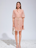 Luisa Linen Belted Dress in Creole Pink