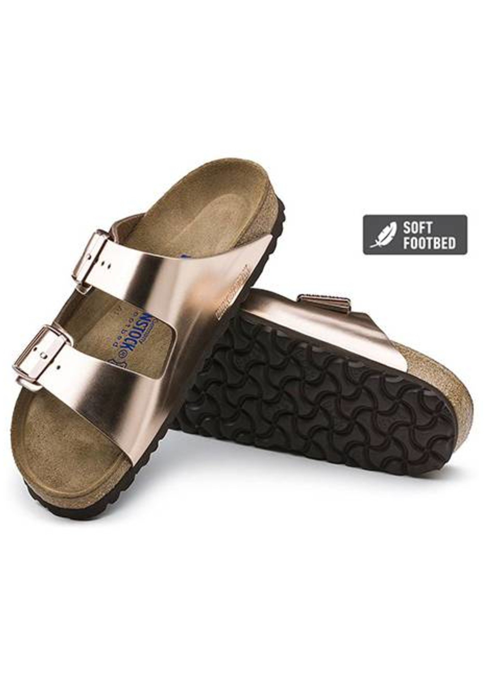 Birkenstock Arizona Natural Metallic Leather in Copper (Soft Footbed- Suede Lined)