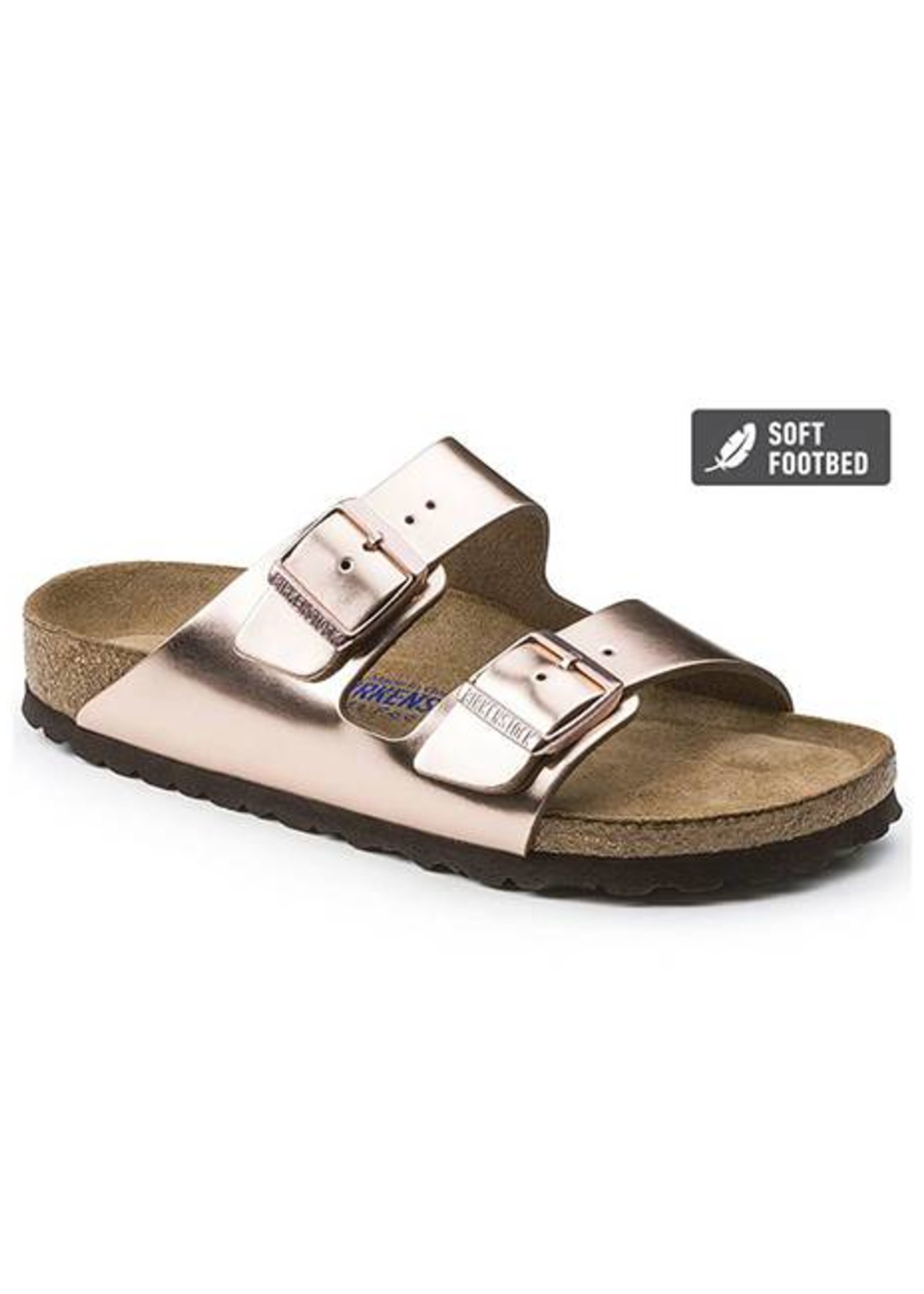 Birkenstock Arizona Natural Metallic Leather in Copper (Soft Footbed- Suede Lined)