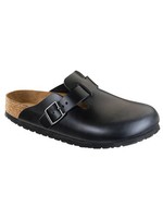 Birkenstock Boston - Smooth Leather in Black (Classic Footbed - Suede Lined)