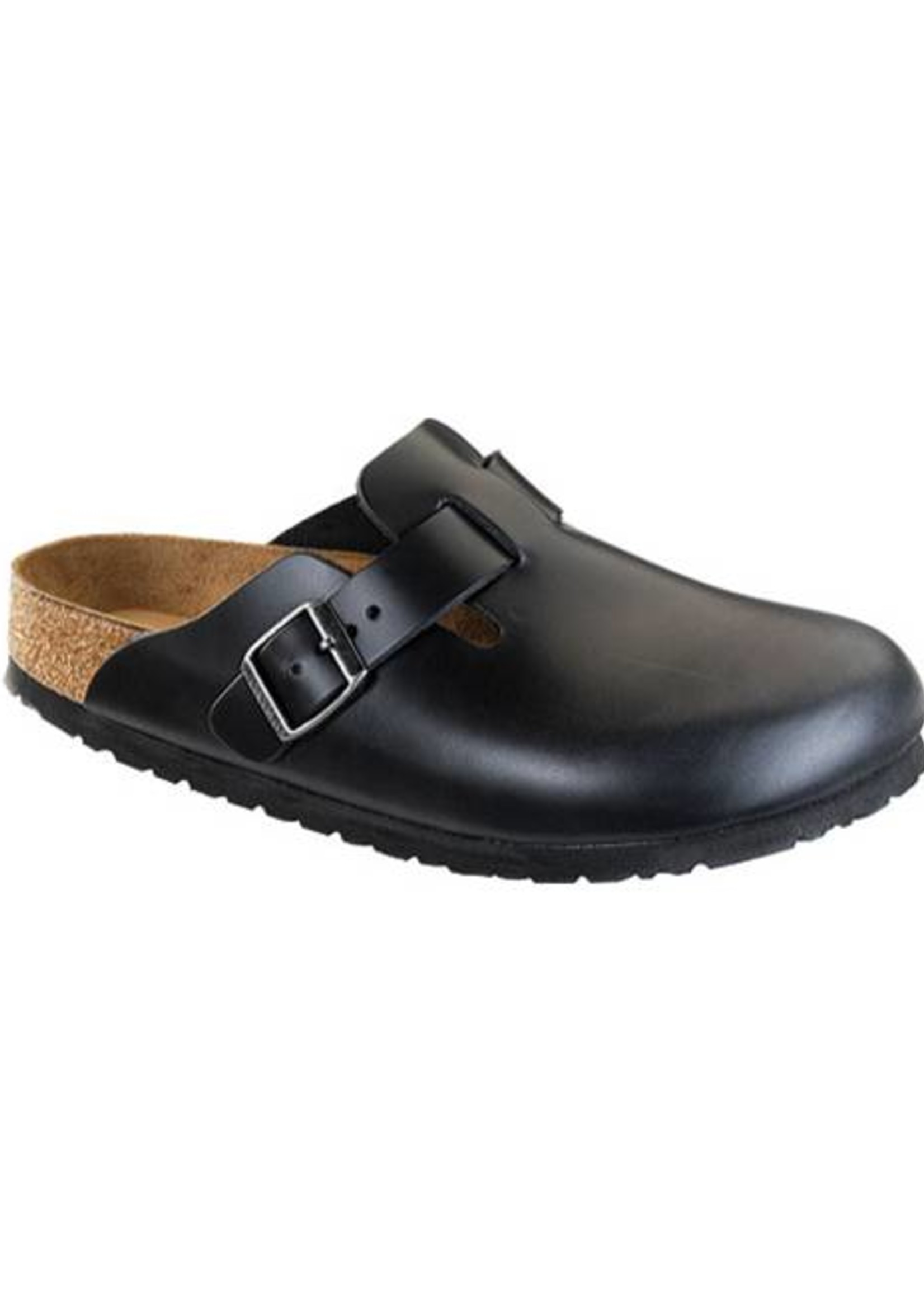 Birkenstock Boston - Smooth Leather in Black (Classic Footbed - Suede Lined)