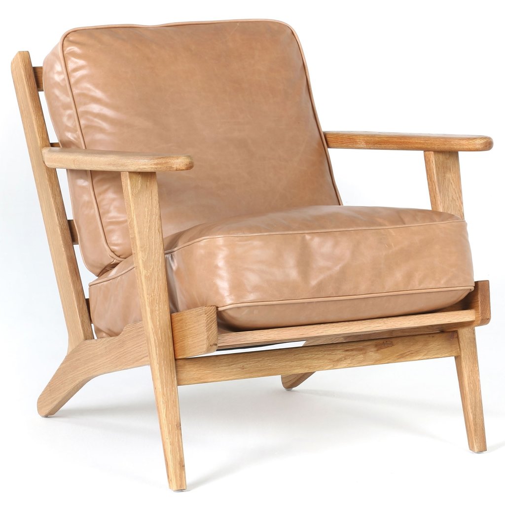 Camel Leather Lounge Chair Slate