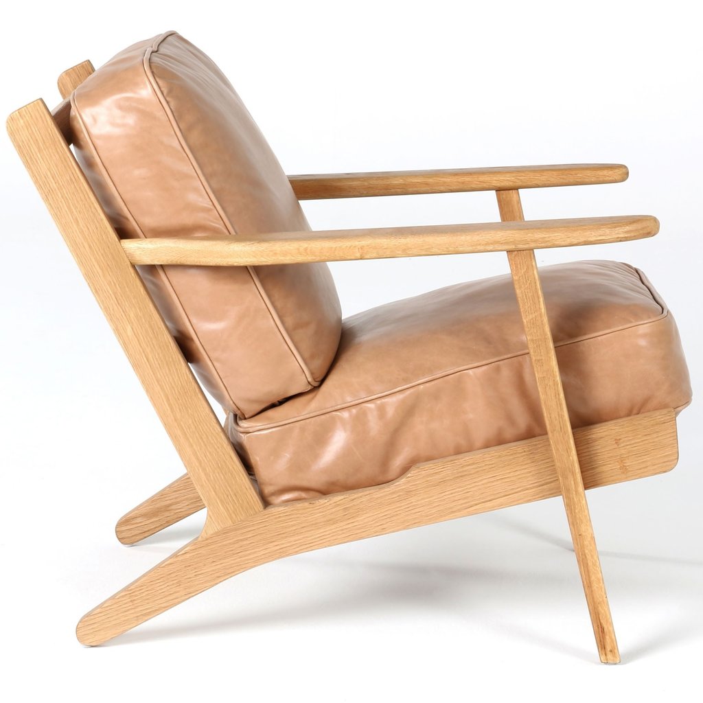 Camel leather lounge chair