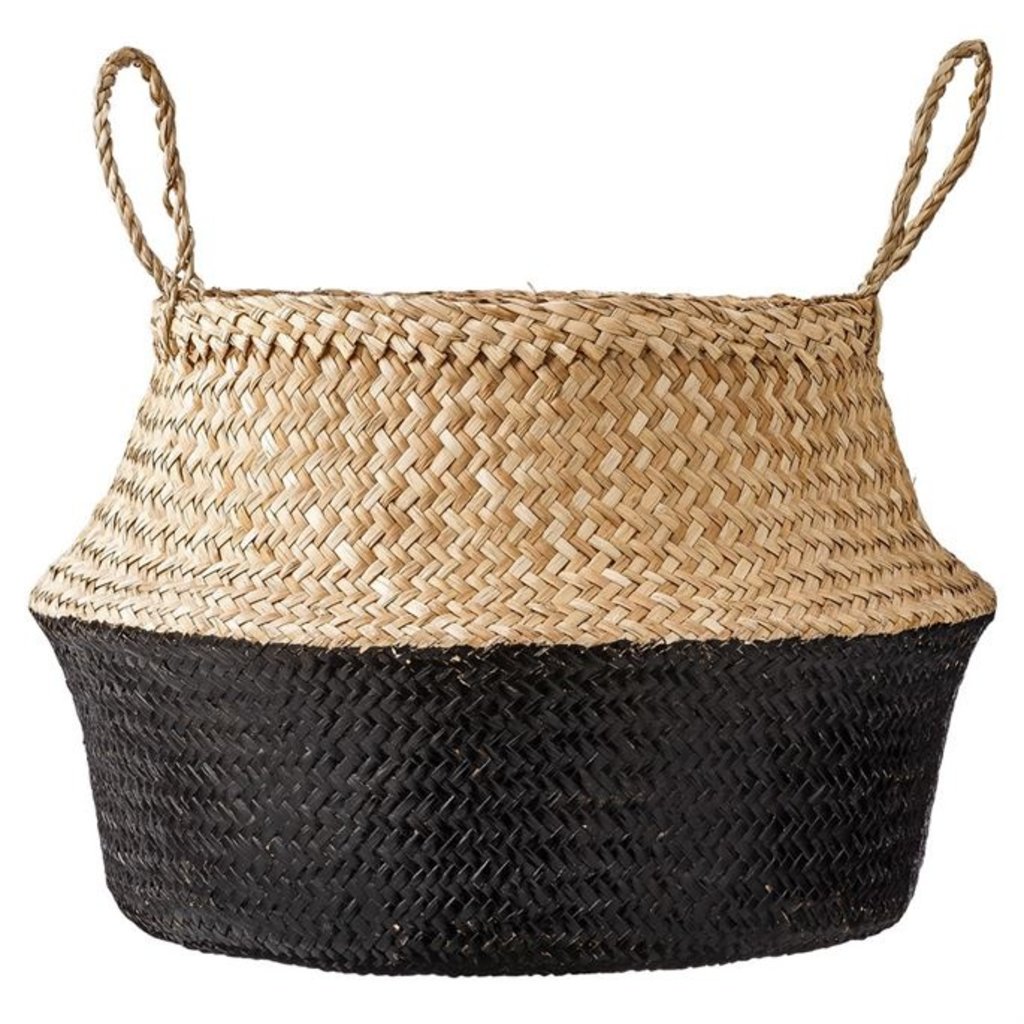 Seagrass Basket : Natural & Black w/ Handles