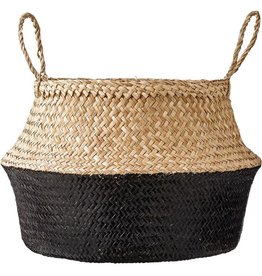 Seagrass Basket: Natural & Black w/ Handles
