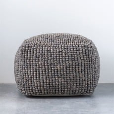 Grey Wool Pouf