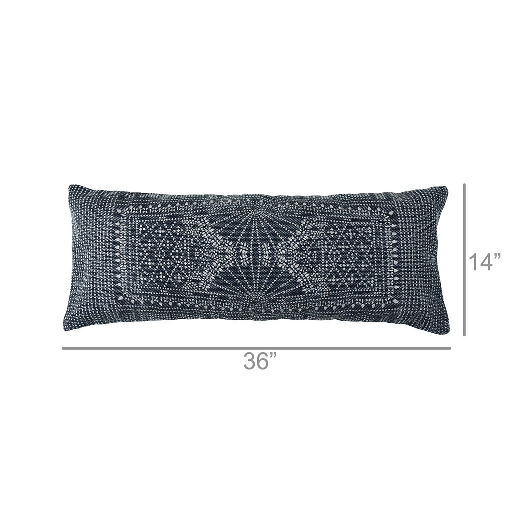 Indigo Batik Lumbar Pillow 14x36 "