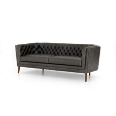 Tufted 86" Leather Sofa