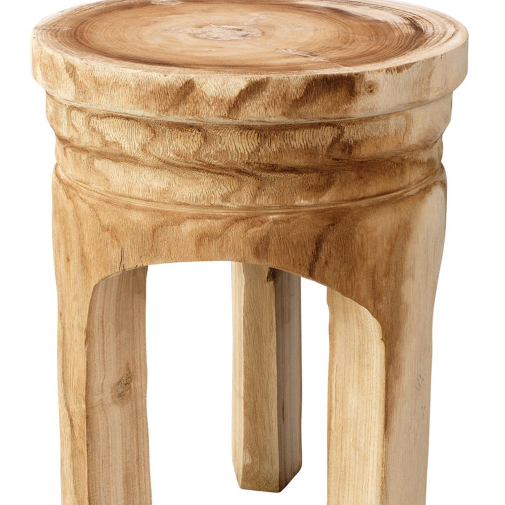 Carved Wooden Side Table-Paulownia wood
