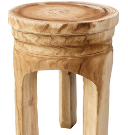 Carved Wooden Side Table-Paulownia wood