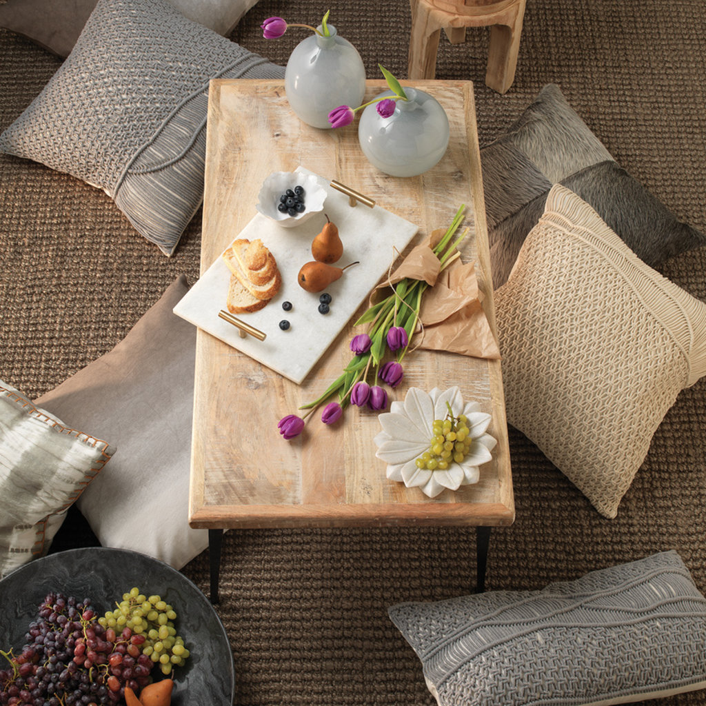 Carved Wooden Side Table-Paulownia wood