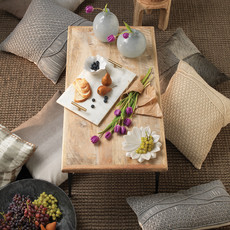 Carved Wooden Side Table-Paulownia wood