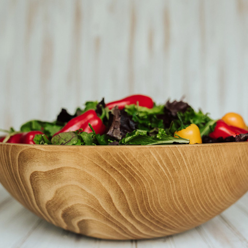 Small Wooden Side Salad Bowl  7-inch Beech with Dark Walnut Finish