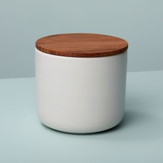 Stoneware Container with Acacia Lid
