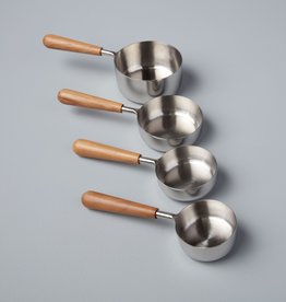 Teak and Stainless Measuring Cups (Set of 4)