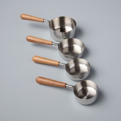 Teak and Stainless Measuring Cups (Set of 4)