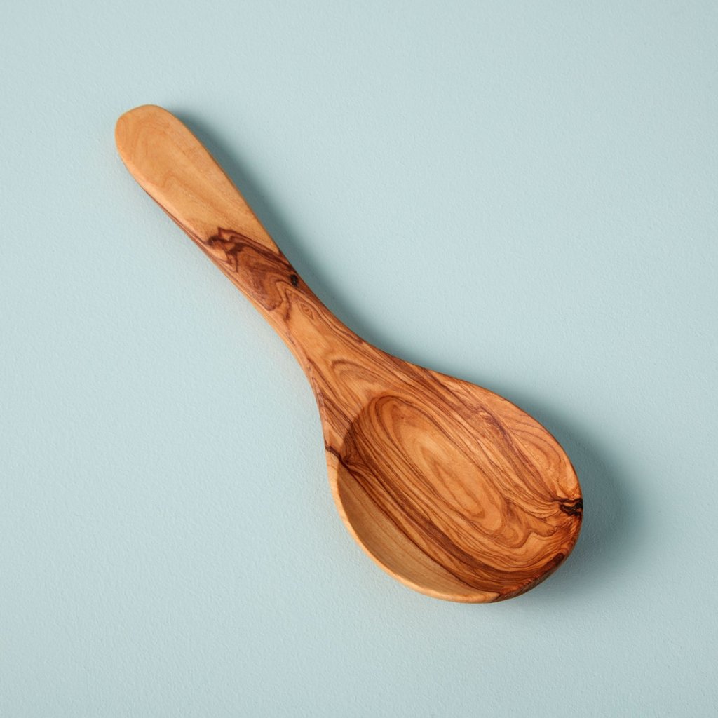 Olive Wood Round Serving Spoon