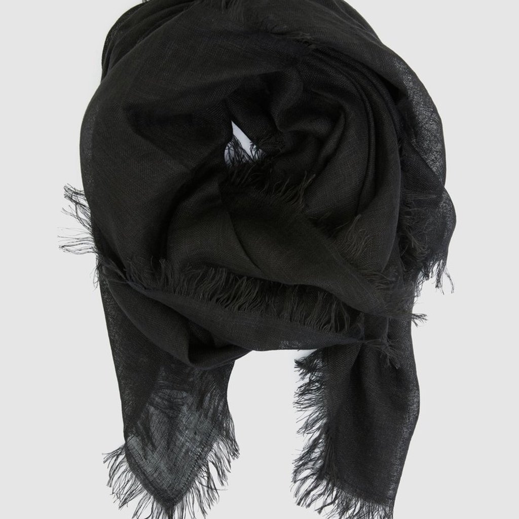 Linen Printed Scarf - Black - SuZain Hijabs