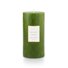 Etched Holiday Pillar Candle