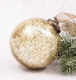 4" Crackle Glass Round Ornament
