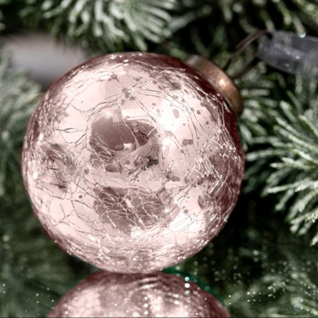 4" Crackle Glass Round Ornament