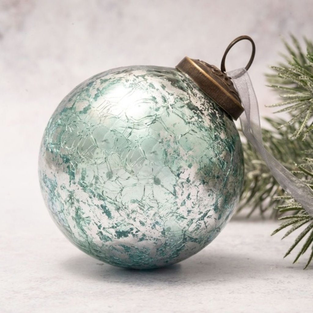 4" Crackle Glass Round Ornament