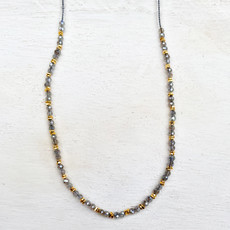 Clear Seed Necklace with alternating Gold Vermeil and Mystic Labradorite