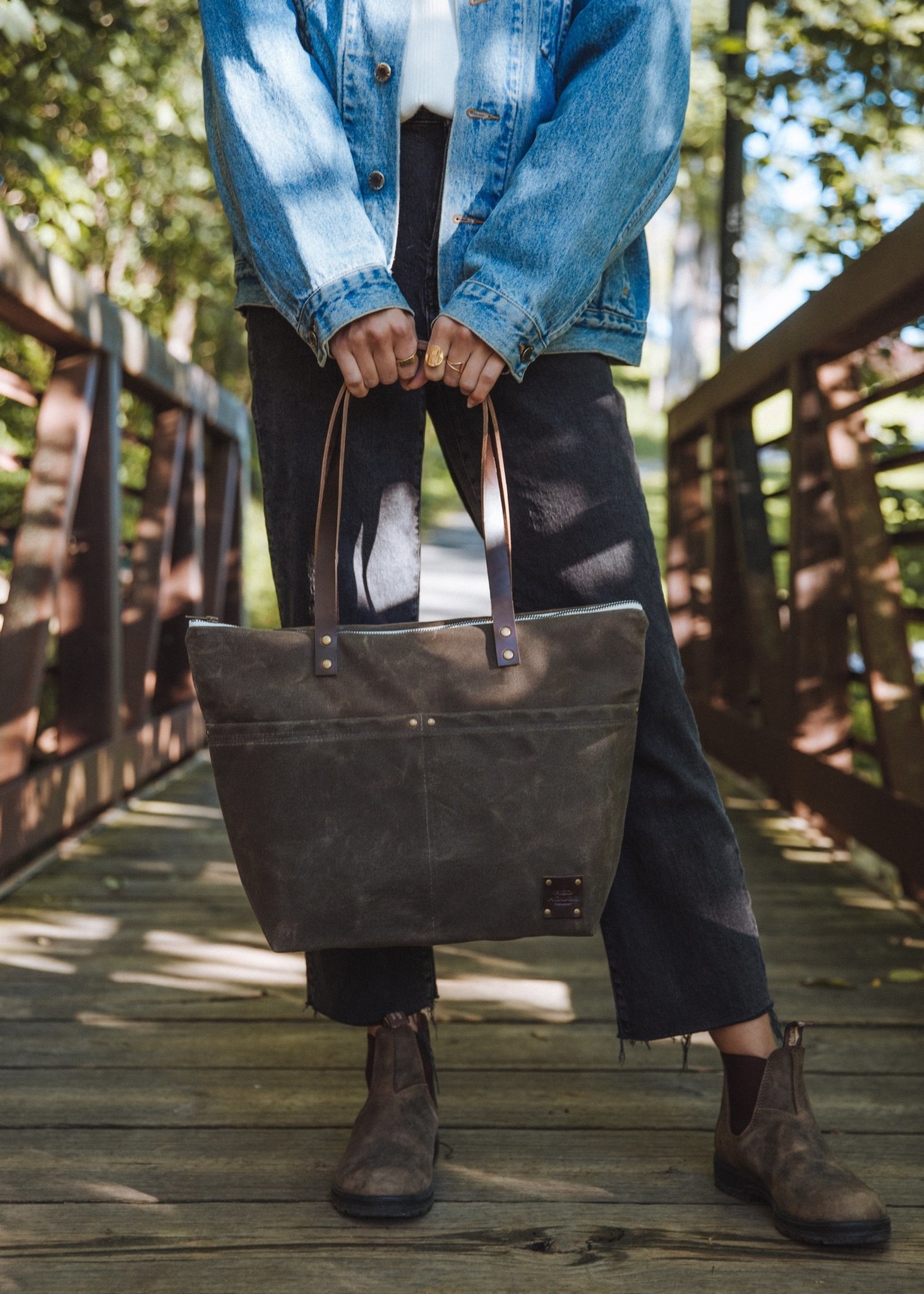Red House Waxed Canvas Medium Zip Tote SLATE
